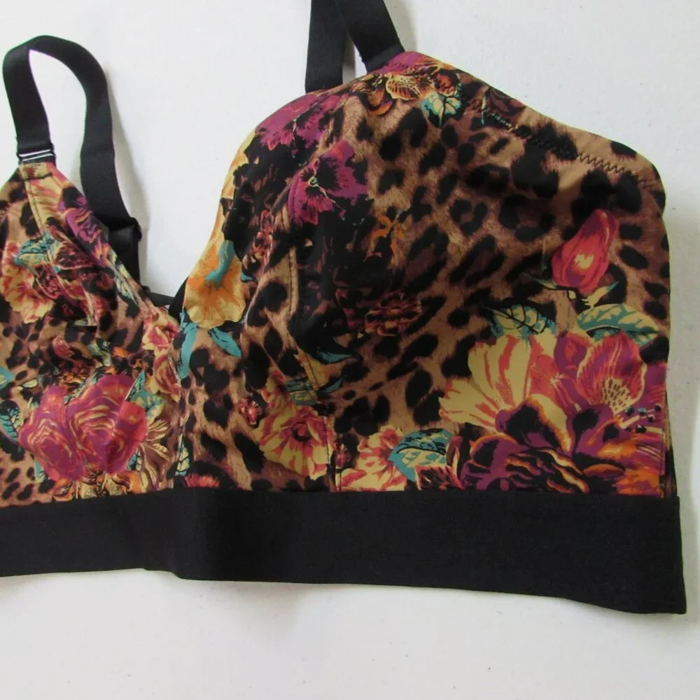 Torrid Curve Buxy Bralette Floral Leopard 36DD NWOT